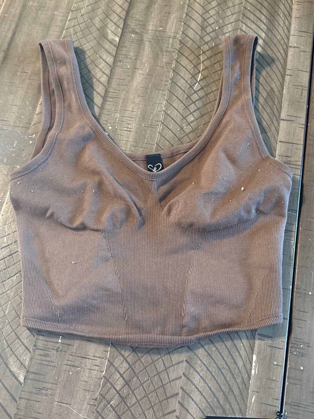 Brown Windsor Ribbed Crop Tank Top